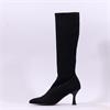 Miss Elastic Pointed High Heel Knee High - Black Stretch